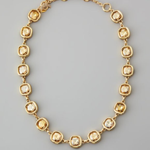 Lee Angel For Neiman Marcus Gold Crystal Cushion Necklace NWT 250.00 - Picture 1 of 6